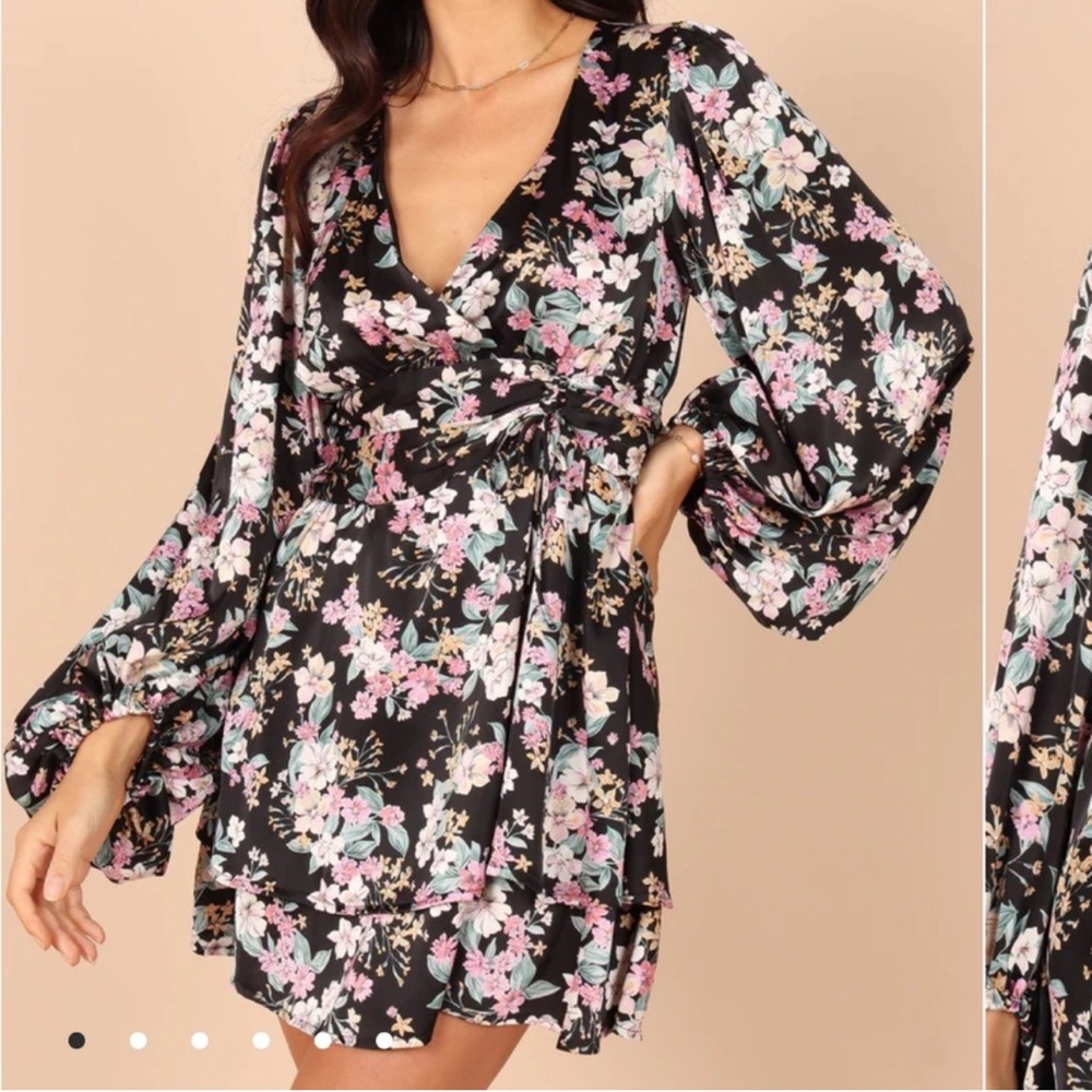 Petal & Pup Pink and White Wrap Sundress with Bishop Sleeves